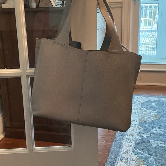 HOBO Handbags - HOBO Taupe Leather Tote with Wide Shoulder Straps